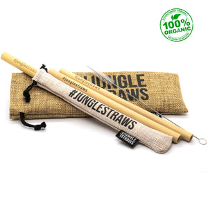Jungle Straws - Pack of 12 Reusable Bamboo Drinking Straws