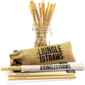 Jungle Straws - Pack of 12 Reusable Bamboo Drinking Straws