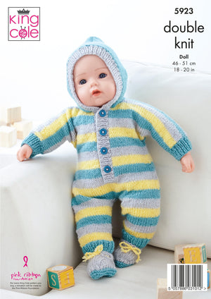 King Cole 5923 - Double Knitting Dolls Clothes knitting pattern