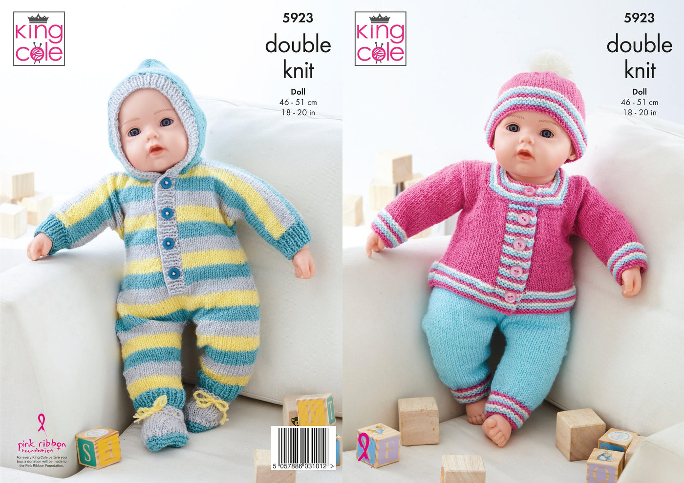 King Cole 5923 Double Knitting Dolls Clothes knitting pattern