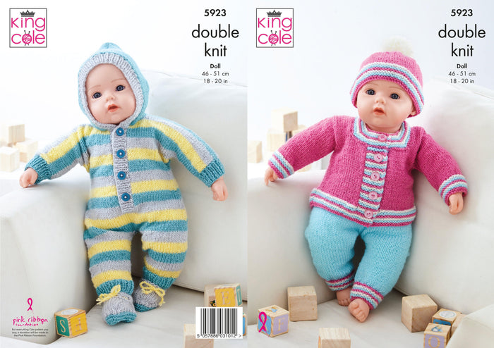 King Cole 5923 - Double Knitting Dolls Clothes knitting pattern