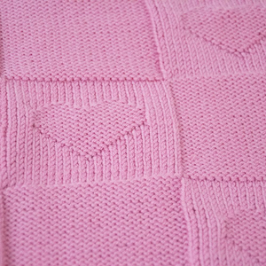 Hearts Merino Hand Knitted Lap or Baby Blanket